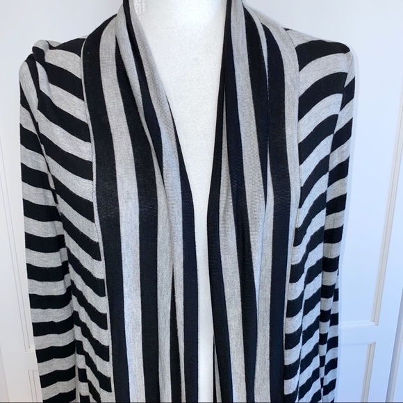 Nordstrom Lush Black Stripe Rayon Blend Stretch Cardigan Med Career Officecore - Picture 5 of 10